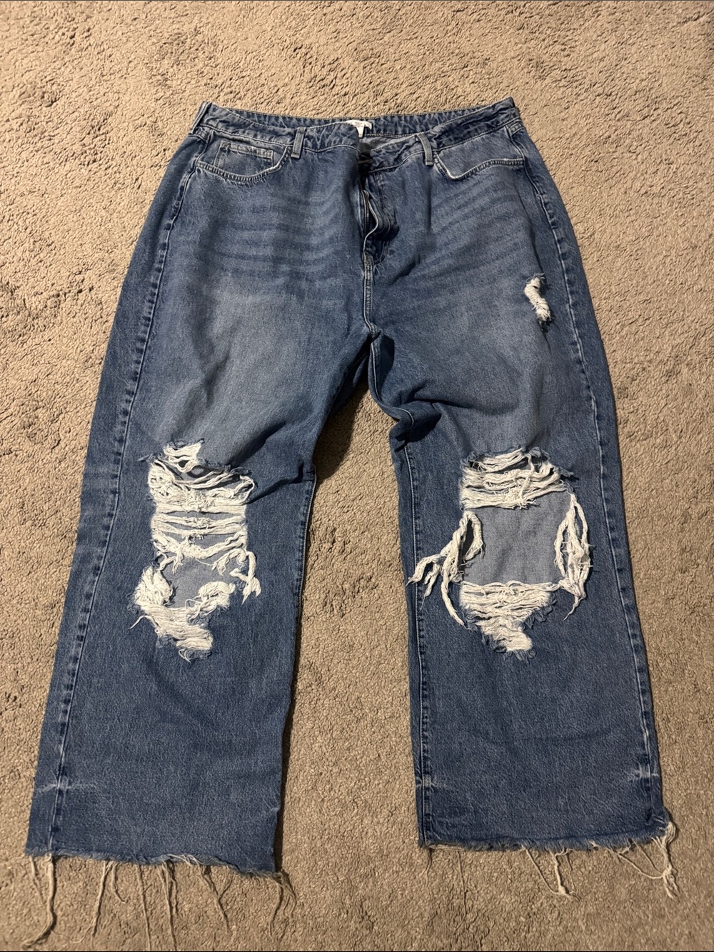 Forever 21 Plus Size Distressed Wide Leg Jeans